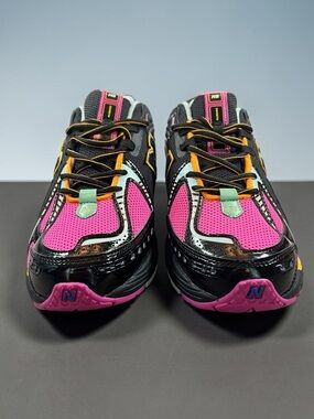 New Balance “Neon Nights” Black, Pink & Mint Retro Running Sneakers